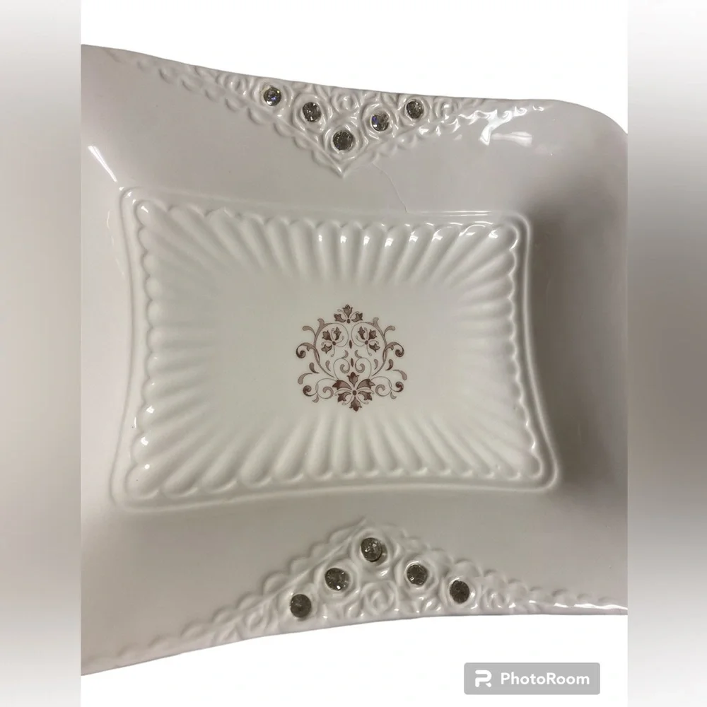 NWT Vintage D'Lusso Serving Dish With Rhinestones